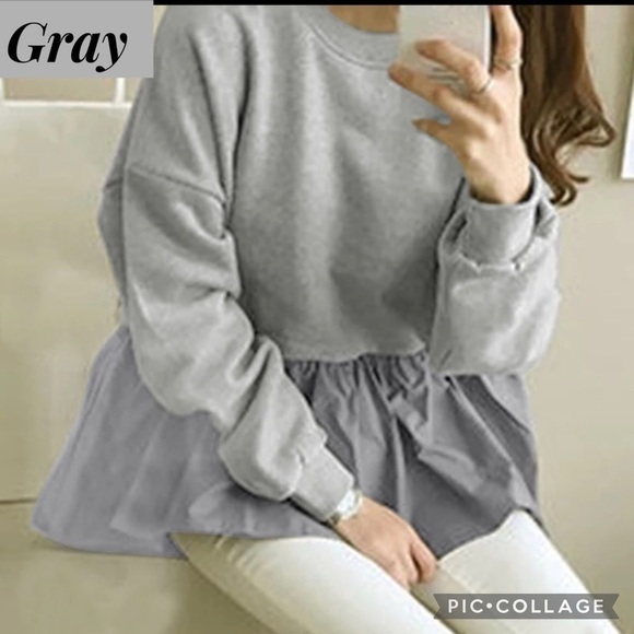 Diva Plus Heather Gray Sweatshirt w/Peplum - Picture 3 of 4